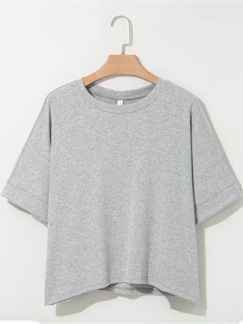 Loose Oversized Crewneck Basic Tee - Light Gray Size Small